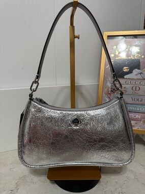 kate spade Metallic Silver Shoulder Bag NWT with crossbody strap